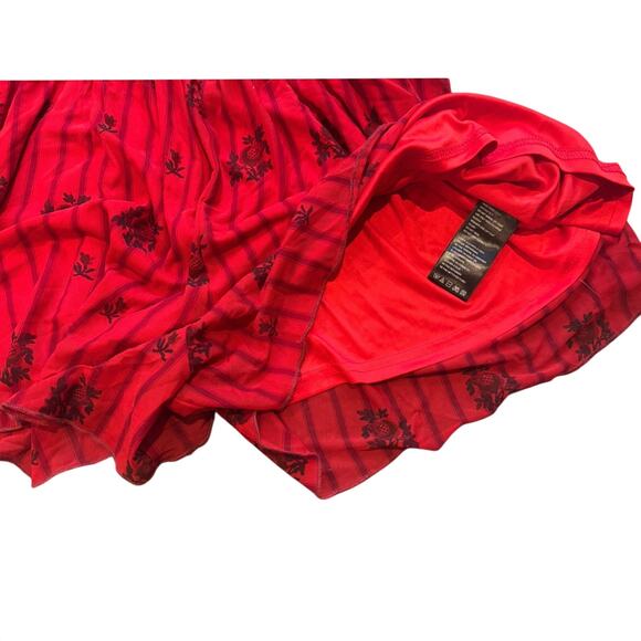 Retro Kimchi Blue Romantic Red Sheer Lined Tank Romper w.Black Detail - Size L - Picture 4 of 4